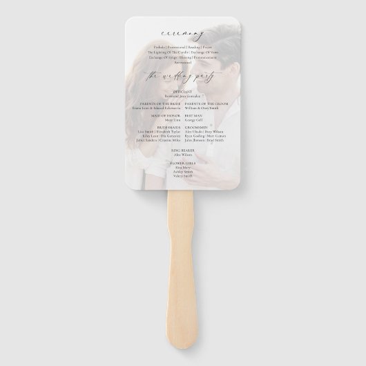 Elegant Photo Wedding Program Hand Fan Handwaaier (Achterkant)