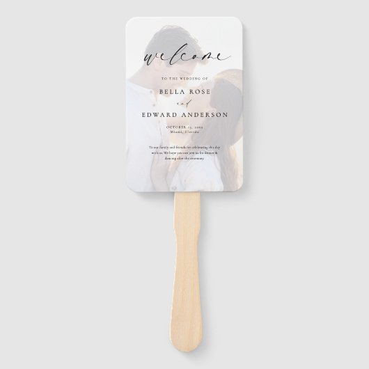 Elegant Photo Wedding Program Hand Fan Handwaaier (Voorkant)