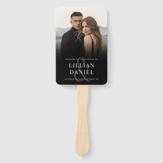 Elegant Photo Wedding Program Hand Fan Handwaaier (Voorkant)