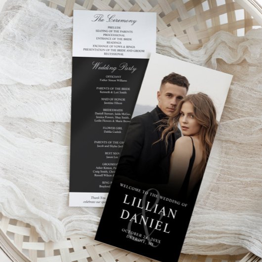 Elegant Photo Wedding Program Kaart