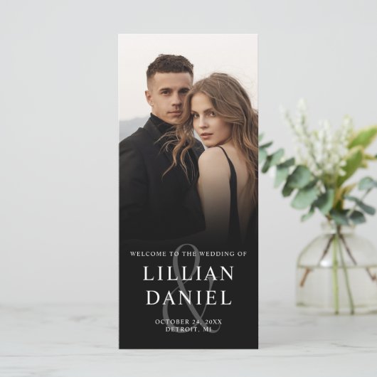 Elegant Photo Wedding Program Kaart (Staand voorkant)