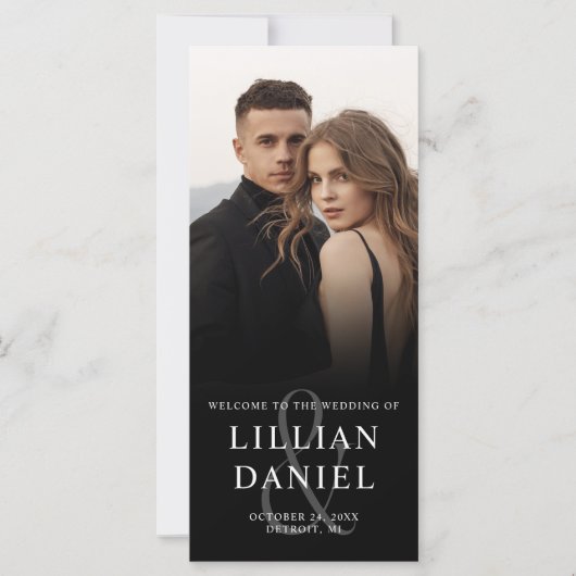 Elegant Photo Wedding Program Kaart (Voorkant)