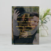 Elegant Photo Wedding Real Gold Foil Uitnodiging (Staand Voorkant)