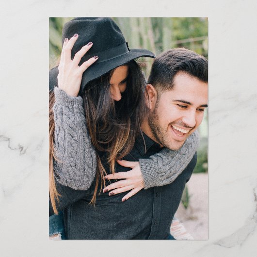 Elegant Photo Wedding Real Gold Foil Uitnodiging (Achterkant)