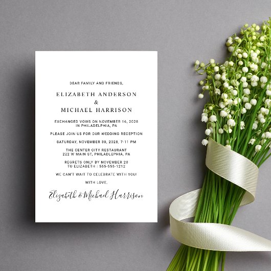 Elegant Photo Wedding Reception Invitation Aankondiging