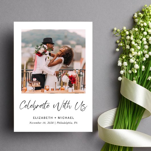 Elegant Photo Wedding Reception Invitation Aankondiging
