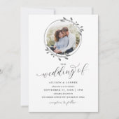 Elegant Photo Wedding Romantic Script Invitation Kaart (Voorkant)