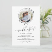Elegant Photo Wedding Romantic Script Invitation Kaart (Staand voorkant)