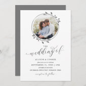 Elegant Photo Wedding Romantic Script Invitation Kaart (Voorkant / Achterkant)