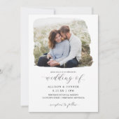 Elegant Photo Wedding Romantic Script Invitation Kaart (Voorkant)