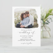 Elegant Photo Wedding Romantic Script Invitation Kaart (Staand voorkant)