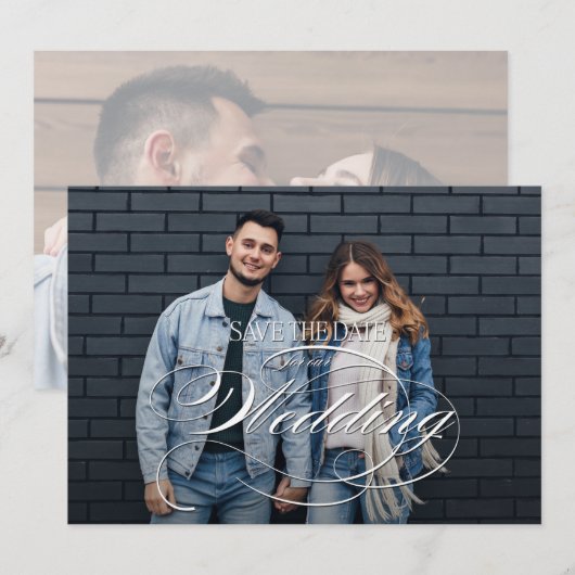 Elegant Photo Wedding Save The Date (Voorkant / Achterkant)