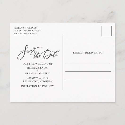 Elegant Photo Wedding Save the Date Aankondigingskaart (Achterkant)