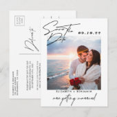 Elegant Photo Wedding Save the Date Aankondigingskaart (Voorkant / Achterkant)