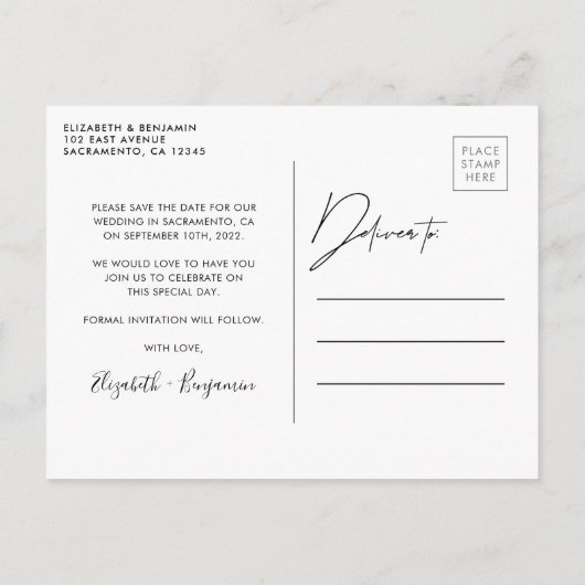 Elegant Photo Wedding Save the Date Aankondigingskaart (Achterkant)