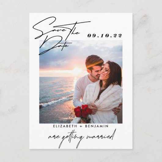 Elegant Photo Wedding Save the Date Aankondigingskaart (Voorkant)