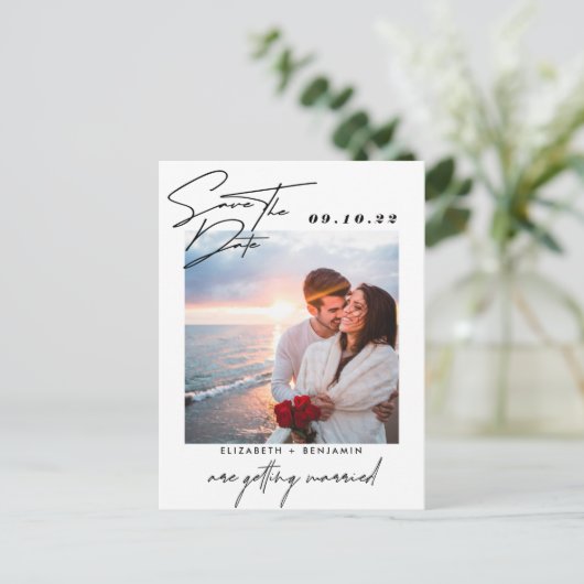 Elegant Photo Wedding Save the Date Aankondigingskaart (Staand voorkant)