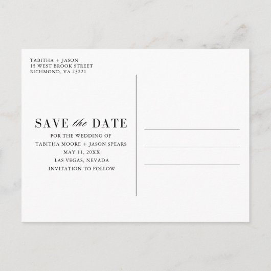 Elegant Photo Wedding Save the Date Aankondigingskaart (Achterkant)