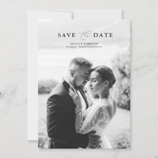Elegant Photo Wedding Save the Date Kaart (Voorkant)