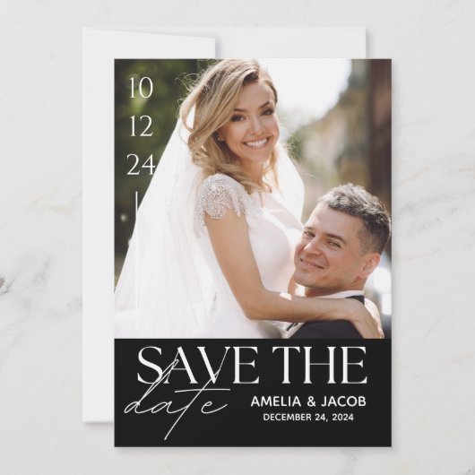 Elegant Photo Wedding Save the Date Kaart (Voorkant)