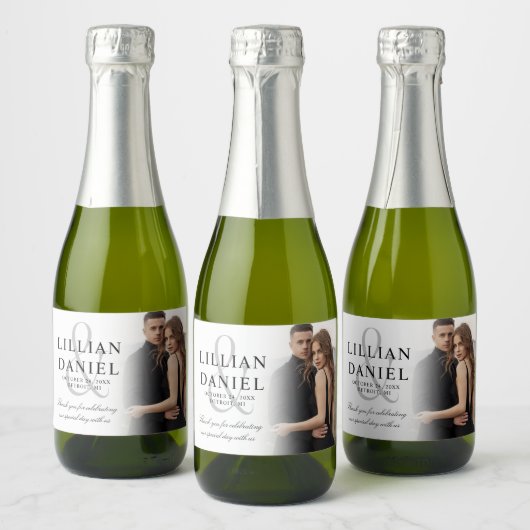 Elegant Photo Wedding Sparkling Wijnetiket (Flessen)