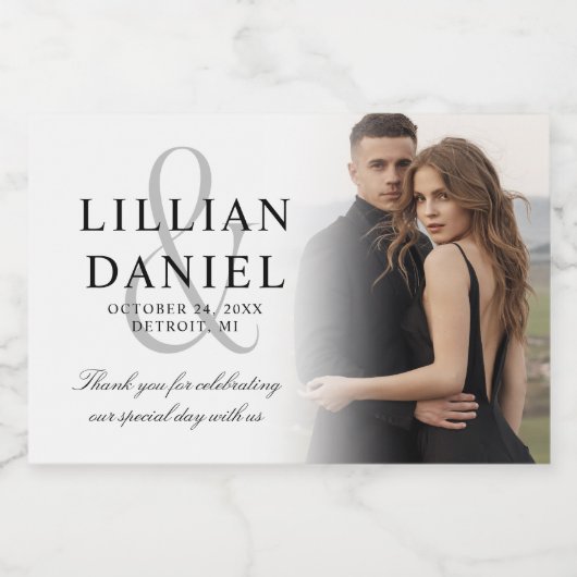 Elegant Photo Wedding Sparkling Wijnetiket (Enkel label)