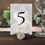 Elegant Photo Wedding Table Number Card Kaart<br><div class="desc">Bring a refined and cohesive touch to your reception tables with this elegant wedding table number card. Designed with a soft photo background and a minimalist overlay, the bold table number stands out beautifully while maintaining a romantic, modern aesthetic. The clean layout highlights the table number in a striking yet...</div>