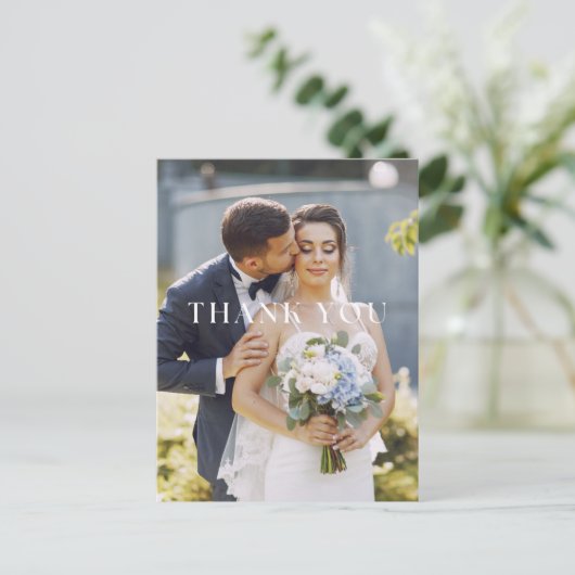 Elegant Photo Wedding Thank You postcard Briefkaart (Staand voorkant)