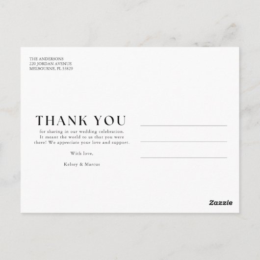 Elegant Photo Wedding Thank You postcard Briefkaart (Achterkant)
