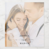 Elegant Photo Wedding Wine Favor Wijn Etiket (Enkel label)
