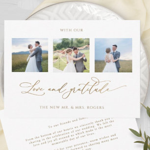 Elegant Photo Wedding with Love and Gratitude Bedankkaart