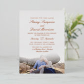 Elegant Photo Wedding with Real Roos Gold Folie Uitnodiging (Staand Voorkant)