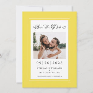 Elegant Photo Yellow   Verloving Datum opslaan Save The Date