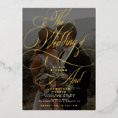 Elegant photogold calligrafie script bruiloft folie uitnodiging (Voorkant)