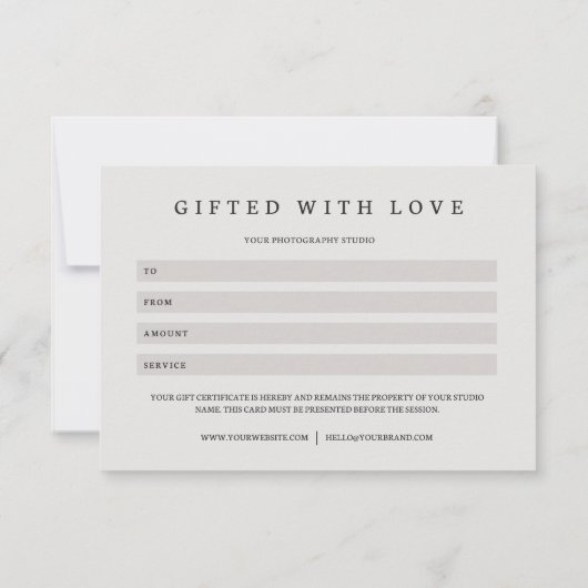 Elegant Photography Gift Certificate (Achterkant)