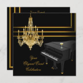 Elegant Piano Chandelier Gold Champagne Kaart (Voorkant / Achterkant)