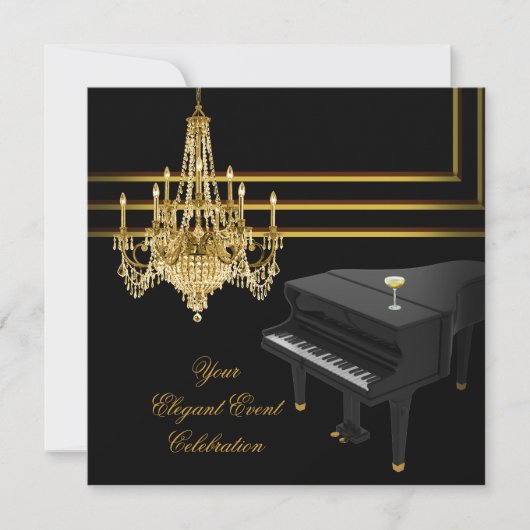 Elegant Piano Chandelier Gold Champagne Kaart (Voorkant)