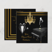 Elegant Piano Chandelier Gold Champagne Kaart (Voorkant / Achterkant)