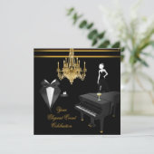 Elegant Piano Chandelier Gold Champagne Kaart (Staand voorkant)