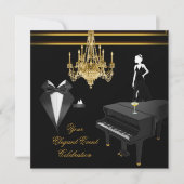 Elegant Piano Chandelier Gold Champagne Kaart (Voorkant)