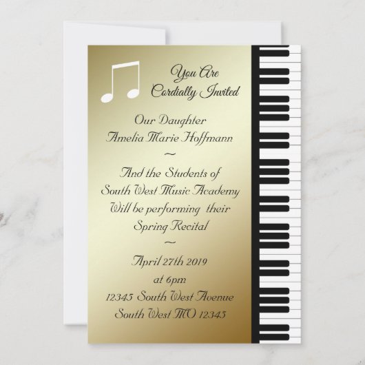 Elegant Piano Kaart (Achterkant)