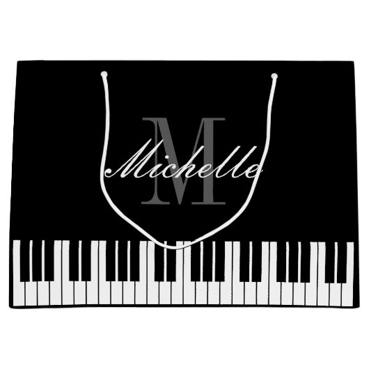 Elegant piano keys cadeautassen met aangepaste naa large cadeautasje (Voorkant)