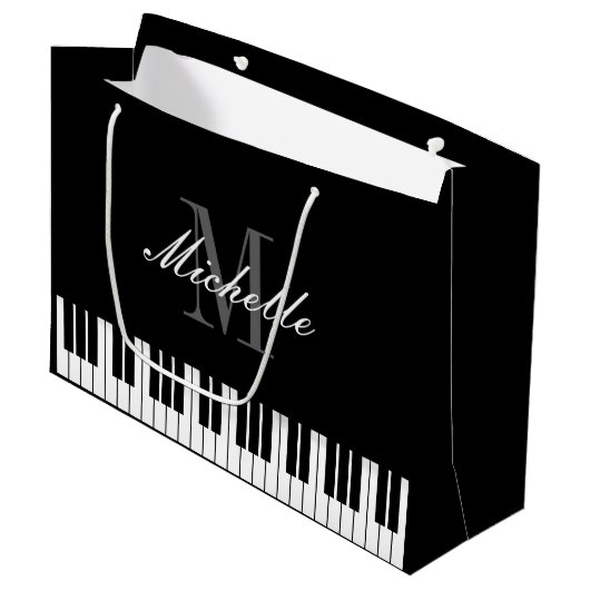 Elegant piano keys cadeautassen met aangepaste naa large cadeautasje (Voorkant Gekanteld)