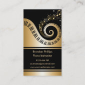 Elegant Piano Keys en Muzieknoten Visitekaartje (Achterkant)