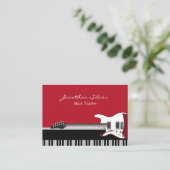 Elegant Piano Keys & Guitar Music Teacher Visitekaartje (Staand voorkant)