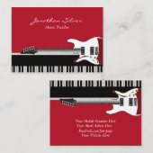 Elegant Piano Keys & Guitar Music Teacher Visitekaartje (Voorkant / Achterkant)