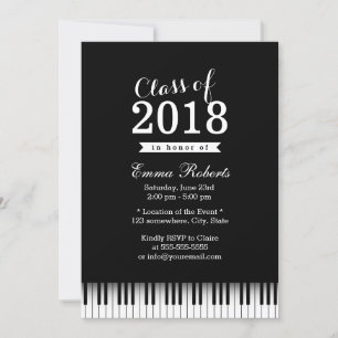 Elegant Piano Keys Music School Graduparty Kaart