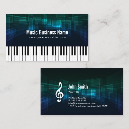 Elegant Piano Keys Music Visitekaartje (Voorkant / Achterkant)