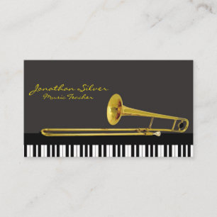 Elegant Piano Keys & Trombone Music Visitekaartje