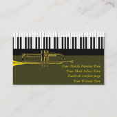 Elegant Piano Keys & Trumpet Music Teacher Visitekaartje (Achterkant)